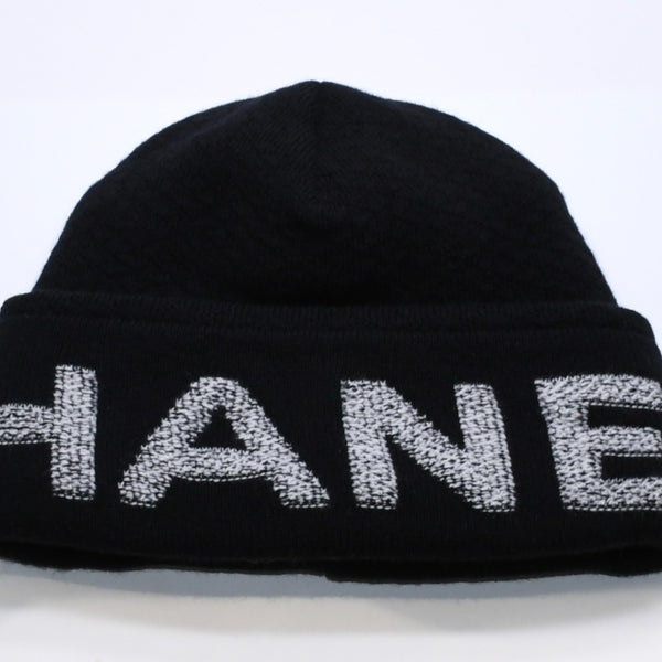 Like new CHANEL Beanie Knit Cap Free Size Black White Wool Cashmere A$AP Bari worn model Used 4a003579