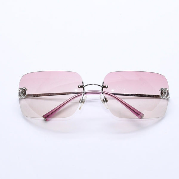 Mint condition CHANEL sunglasses 4017-D rhinestone pink silver 62◻17 120 Used 4a003999