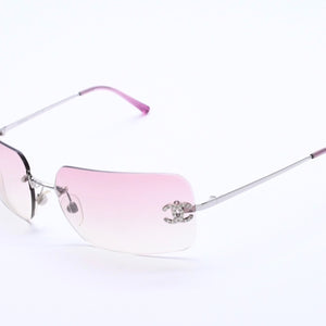 Mint condition CHANEL sunglasses 4017-D rhinestone pink silver 62◻17 120 Used 4a003999