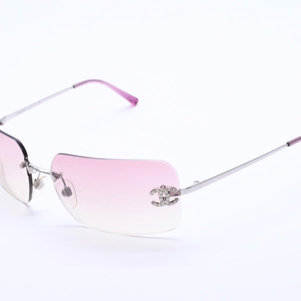 Mint condition CHANEL sunglasses 4017-D rhinestone pink silver 62◻17 120 Used 4a003999