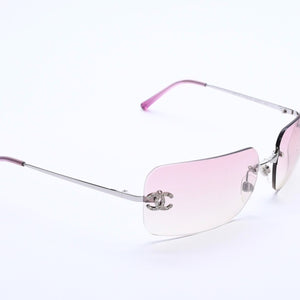 Mint condition CHANEL sunglasses 4017-D rhinestone pink silver 62◻17 120 Used 4a003999