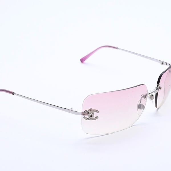 Mint condition CHANEL sunglasses 4017-D rhinestone pink silver 62◻17 120 Used 4a003999