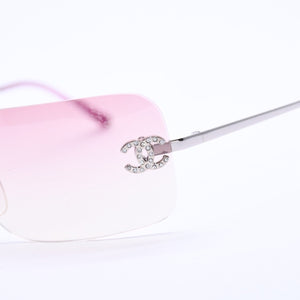 Mint condition CHANEL sunglasses 4017-D rhinestone pink silver 62◻17 120 Used 4a003999