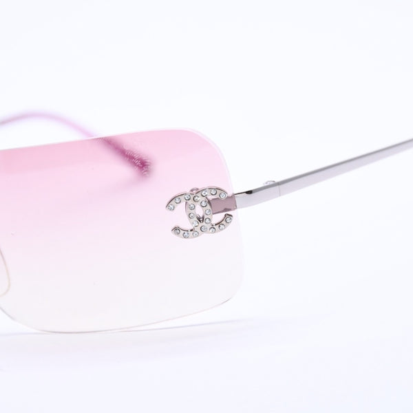 Mint condition CHANEL sunglasses 4017-D rhinestone pink silver 62◻17 120 Used 4a003999