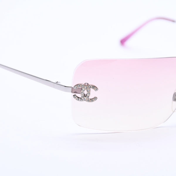 Mint condition CHANEL sunglasses 4017-D rhinestone pink silver 62◻17 120 Used 4a003999