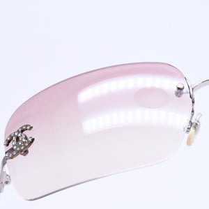 Mint condition CHANEL sunglasses 4017-D rhinestone pink silver 62◻17 120 Used 4a003999