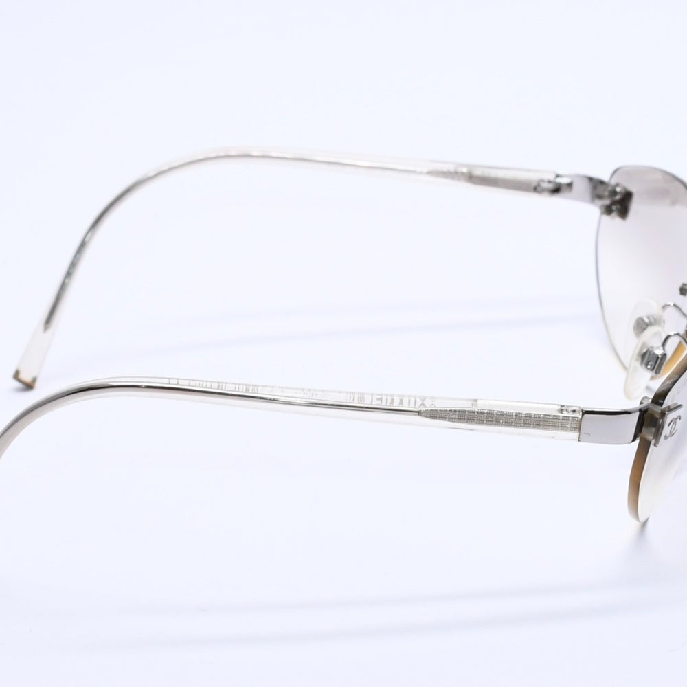 CHANEL Rimless Sunglasses Eyewear 4069 c.124/6I Size 58□18 130 Coco Mark Silver Clear Good Condition Used 4a003996