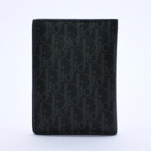 Very Good Condition DIOR HOMME Card Case Pass Case Bifold Black Gray Leather Used 4a003998