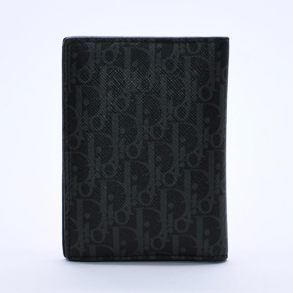Very Good Condition DIOR HOMME Card Case Pass Case Bifold Black Gray Leather Used 4a003998