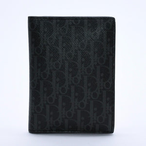 Very Good Condition DIOR HOMME Card Case Pass Case Bifold Black Gray Leather Used 4a003998