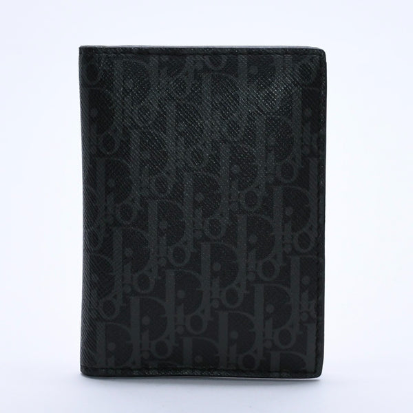 Very Good Condition DIOR HOMME Card Case Pass Case Bifold Black Gray Leather Used 4a003998