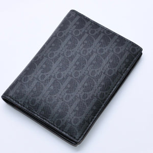 Very Good Condition DIOR HOMME Card Case Pass Case Bifold Black Gray Leather Used 4a003998