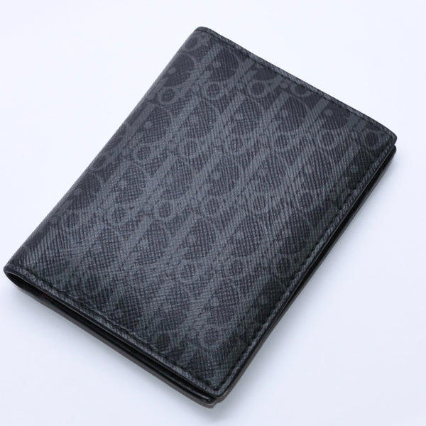 Very Good Condition DIOR HOMME Card Case Pass Case Bifold Black Gray Leather Used 4a003998