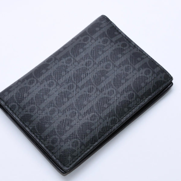 Very Good Condition DIOR HOMME Card Case Pass Case Bifold Black Gray Leather Used 4a003998