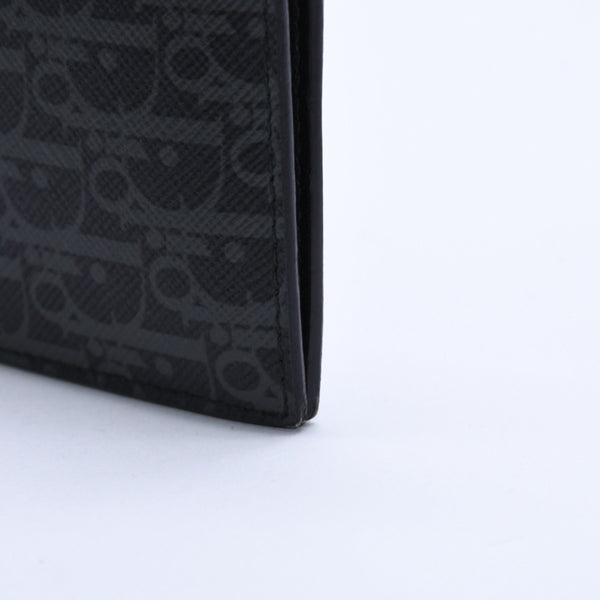 Very Good Condition DIOR HOMME Card Case Pass Case Bifold Black Gray Leather Used 4a003998
