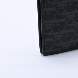 Very Good Condition DIOR HOMME Card Case Pass Case Bifold Black Gray Leather Used 4a003998