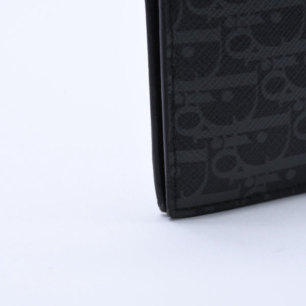 Very Good Condition DIOR HOMME Card Case Pass Case Bifold Black Gray Leather Used 4a003998
