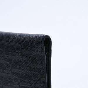 Very Good Condition DIOR HOMME Card Case Pass Case Bifold Black Gray Leather Used 4a003998