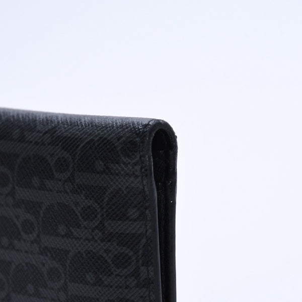 Very Good Condition DIOR HOMME Card Case Pass Case Bifold Black Gray Leather Used 4a003998