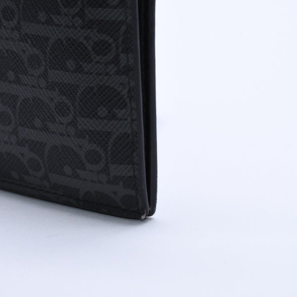 Very Good Condition DIOR HOMME Card Case Pass Case Bifold Black Gray Leather Used 4a003998