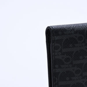 Very Good Condition DIOR HOMME Card Case Pass Case Bifold Black Gray Leather Used 4a003998