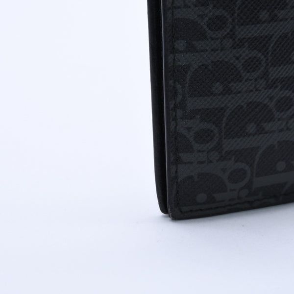 Very Good Condition DIOR HOMME Card Case Pass Case Bifold Black Gray Leather Used 4a003998