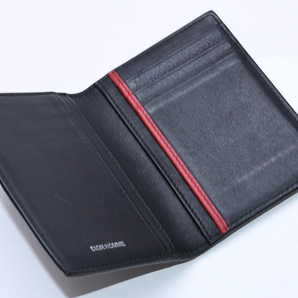Very Good Condition DIOR HOMME Card Case Pass Case Bifold Black Gray Leather Used 4a003998