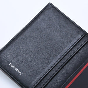 Very Good Condition DIOR HOMME Card Case Pass Case Bifold Black Gray Leather Used 4a003998