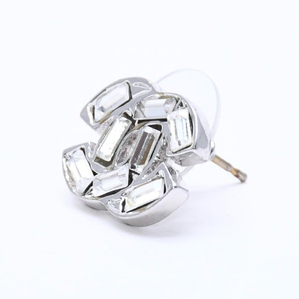 CHANEL シャネル ココマーク ピアス 重量約4.36g 01P刻印 ラインストーン メタル シルバー クリア 両耳用 美品 中古 4a003141