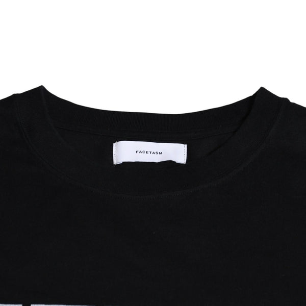 FACETASM 7 BARS TEE Short Sleeve T-shirt SR-TEE-U10 Cut and Sew Black Flag Black 5 Sizes Big Silhouette Slit Good Condition Used 4a003420