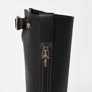 新品同様 CHROME HEARTS クロムハーツ WESCO BOSS ガンスリンガー レザーエンジニアブーツ BK7700100 カウハイドレザー シルバー925 8E(26.0) ブラック 中古 4a004017