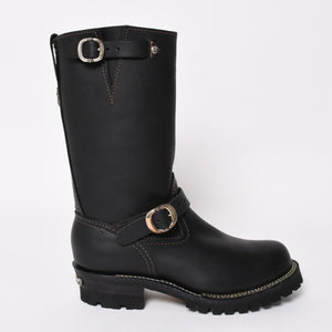 新品同様 CHROME HEARTS クロムハーツ WESCO BOSS ガンスリンガー レザーエンジニアブーツ BK7700100 カウハイドレザー シルバー925 8E(26.0) ブラック 中古 4a004017
