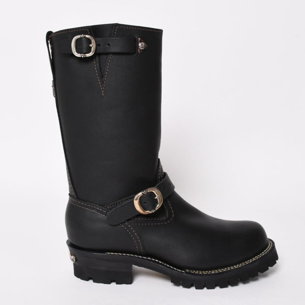 新品同様 CHROME HEARTS クロムハーツ WESCO BOSS ガンスリンガー レザーエンジニアブーツ BK7700100 カウハイドレザー シルバー925 8E(26.0) ブラック 中古 4a004017