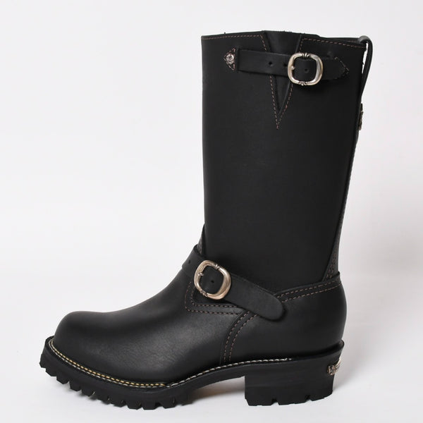 新品同様 CHROME HEARTS クロムハーツ WESCO BOSS ガンスリンガー レザーエンジニアブーツ BK7700100 カウハイドレザー シルバー925 8E(26.0) ブラック 中古 4a004017