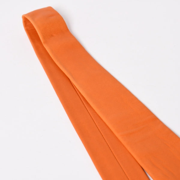 Very Good Condition HERMES Lambskin Leather Tie Orange White Stitch Used 4a003672