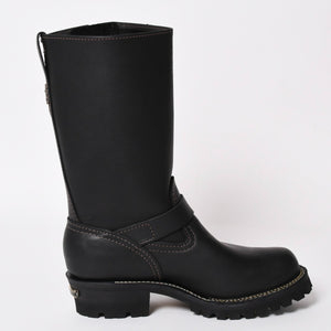 新品同様 CHROME HEARTS クロムハーツ WESCO BOSS ガンスリンガー レザーエンジニアブーツ BK7700100 カウハイドレザー シルバー925 8E(26.0) ブラック 中古 4a004017