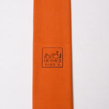 画像をギャラリービューアに読み込む, 極美品 HERMES エルメス ラムスキン Leather レザー Tie ネクタイ Orange オレンジ 白ステッチ 中古 4a003672
