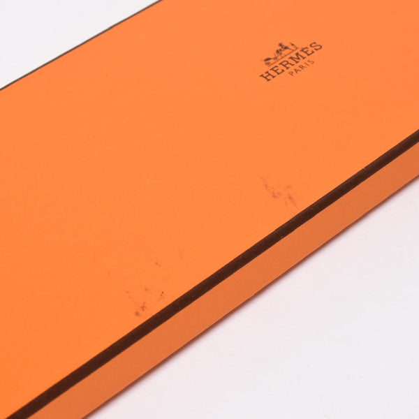 Very Good Condition HERMES Lambskin Leather Tie Orange White Stitch Used 4a003672