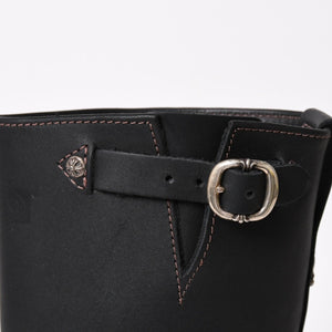 新品同様 CHROME HEARTS クロムハーツ WESCO BOSS ガンスリンガー レザーエンジニアブーツ BK7700100 カウハイドレザー シルバー925 8E(26.0) ブラック 中古 4a004017