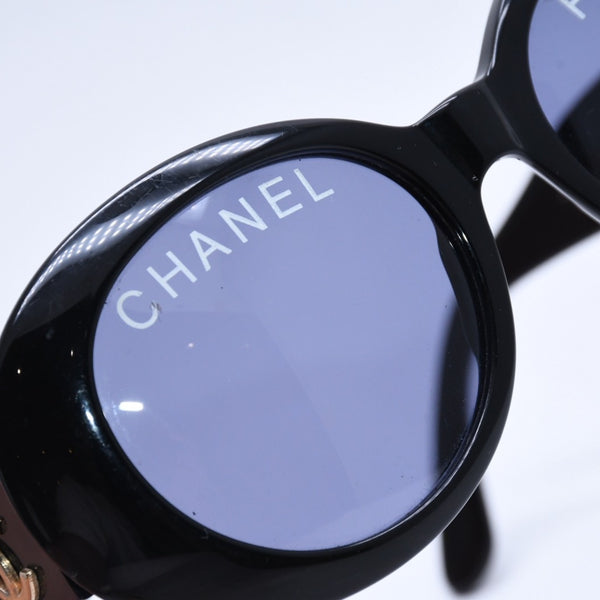 CHANEL シャネル オーバル サングラス アイウェア 01947 94305 ココマーク ロゴ ブラック ホワイト 美品 中古 4a004025