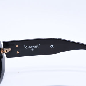 CHANEL シャネル オーバル サングラス アイウェア 01947 94305 ココマーク ロゴ ブラック ホワイト 美品 中古 4a004025