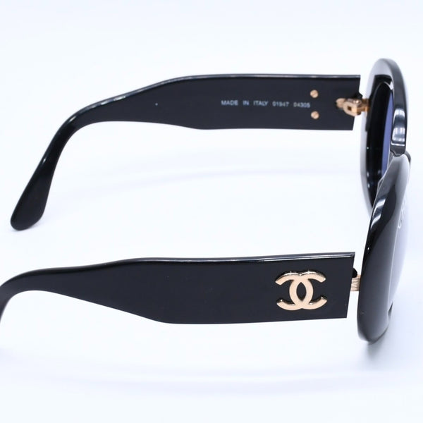 CHANEL シャネル オーバル サングラス アイウェア 01947 94305 ココマーク ロゴ ブラック ホワイト 美品 中古 4a004025