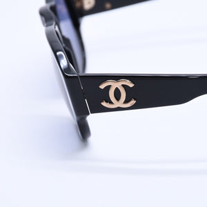 CHANEL シャネル サングラス アイウェア 01452 94305 ココマーク アセテート プラスチック ブラック 美品 中古 4a004028