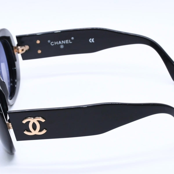CHANEL シャネル オーバル サングラス アイウェア 01947 94305 ココマーク ロゴ ブラック ホワイト 美品 中古 4a004025