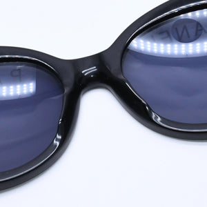 CHANEL シャネル オーバル サングラス アイウェア 01947 94305 ココマーク ロゴ ブラック ホワイト 美品 中古 4a004025
