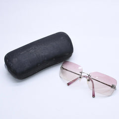 Very Good Condition CHANEL Rimless Sunglasses Eyewear 4017-D c.124/58 Size 62□17 120 Coco Mark Rhinestone Pink Used 4a004036