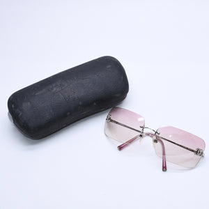 Very Good Condition CHANEL Rimless Sunglasses Eyewear 4017-D c.124/58 Size 62□17 120 Coco Mark Rhinestone Pink Used 4a004036