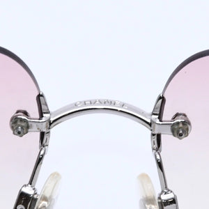 Very Good Condition CHANEL Rimless Sunglasses Eyewear 4017-D c.124/58 Size 62□17 120 Coco Mark Rhinestone Pink Used 4a004036