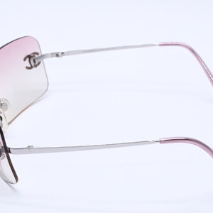 Very Good Condition CHANEL Rimless Sunglasses Eyewear 4017-D c.124/58 Size 62□17 120 Coco Mark Rhinestone Pink Used 4a004036