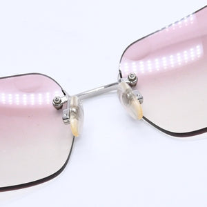 Very Good Condition CHANEL Rimless Sunglasses Eyewear 4017-D c.124/58 Size 62□17 120 Coco Mark Rhinestone Pink Used 4a004036